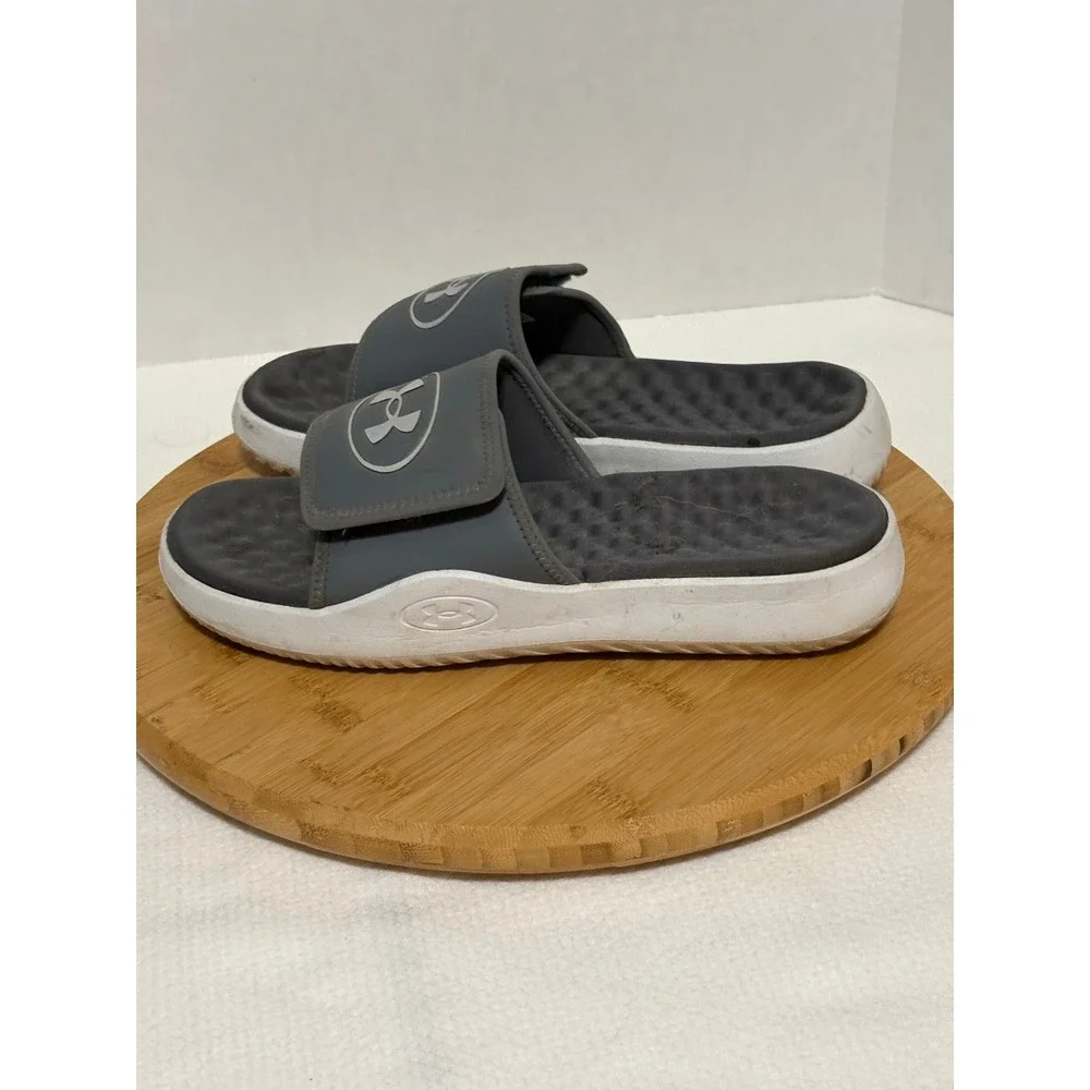 Under Armour Ignite VI Men Gray White Athletic Slide Sandals 3000337-024 Size 12